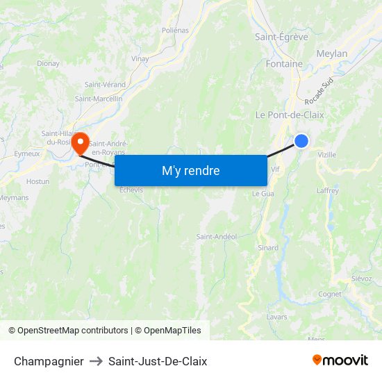 Champagnier to Saint-Just-De-Claix map