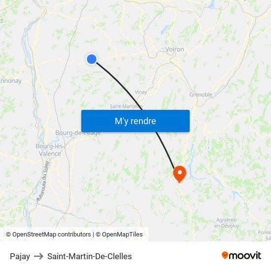 Pajay to Saint-Martin-De-Clelles map