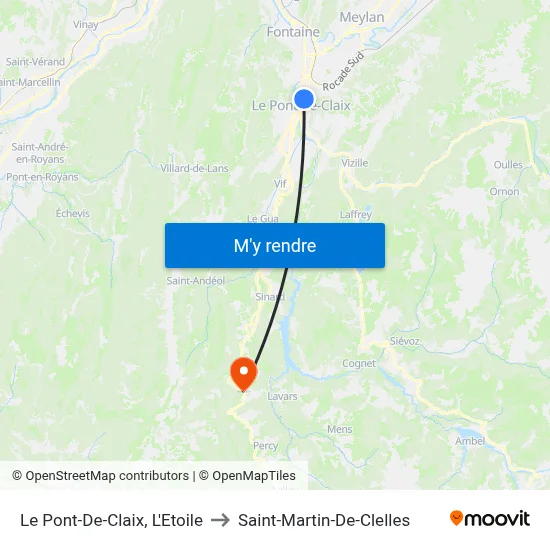 Le Pont-De-Claix, L'Etoile to Saint-Martin-De-Clelles map