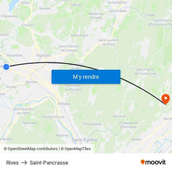 Rives to Saint-Pancrasse map