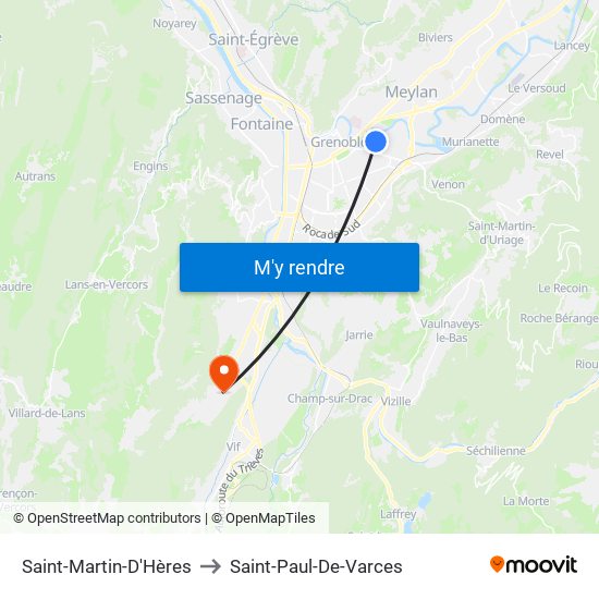 Saint-Martin-D'Hères to Saint-Paul-De-Varces map