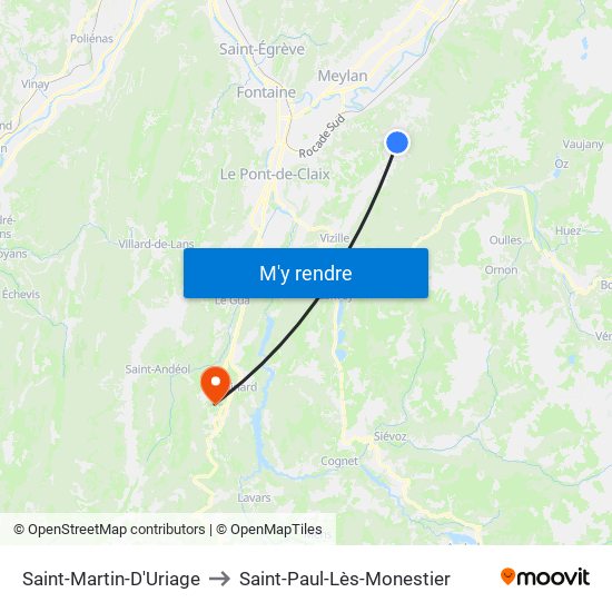 Saint-Martin-D'Uriage to Saint-Paul-Lès-Monestier map