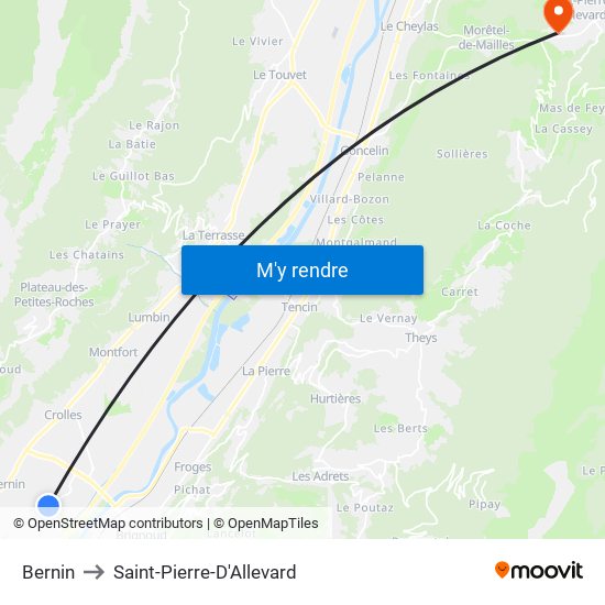Bernin to Saint-Pierre-D'Allevard map
