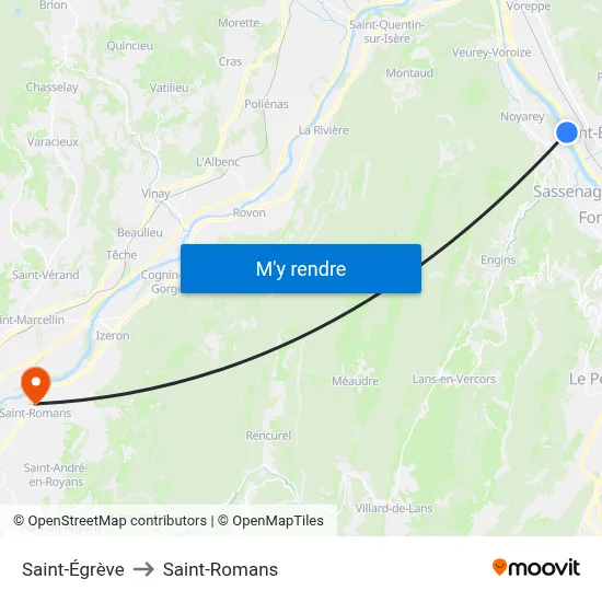 Saint-Égrève to Saint-Romans map
