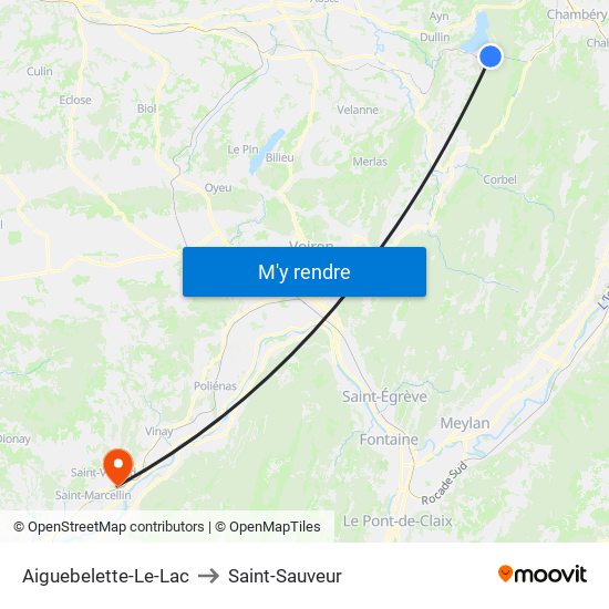 Aiguebelette-Le-Lac to Saint-Sauveur map