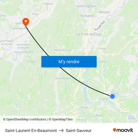 Saint-Laurent-En-Beaumont to Saint-Sauveur map