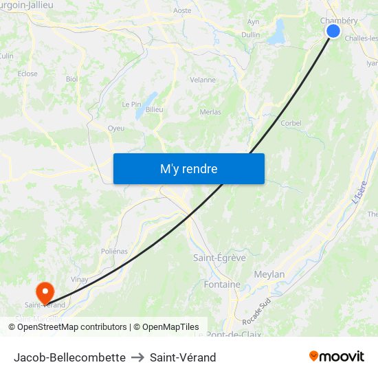 Jacob-Bellecombette to Saint-Vérand map