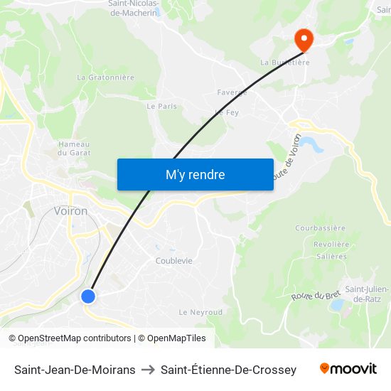 Saint-Jean-De-Moirans to Saint-Étienne-De-Crossey map