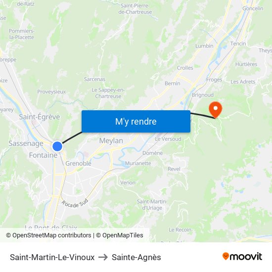 Saint-Martin-Le-Vinoux to Sainte-Agnès map
