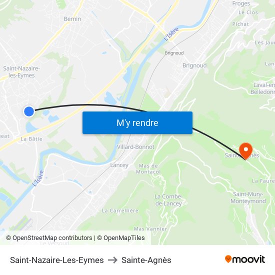 Saint-Nazaire-Les-Eymes to Sainte-Agnès map