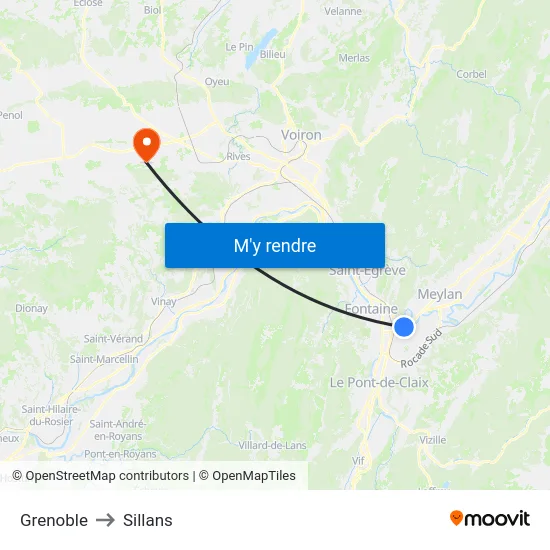 Grenoble to Sillans map