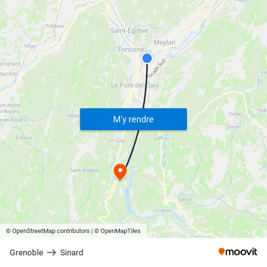 Grenoble to Sinard map