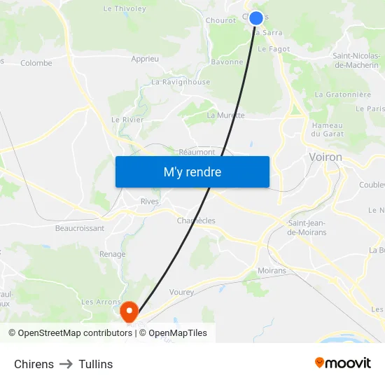Chirens to Tullins map