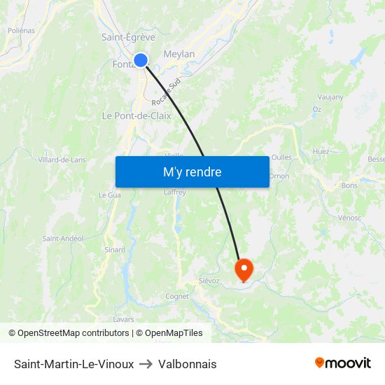 Saint-Martin-Le-Vinoux to Valbonnais map