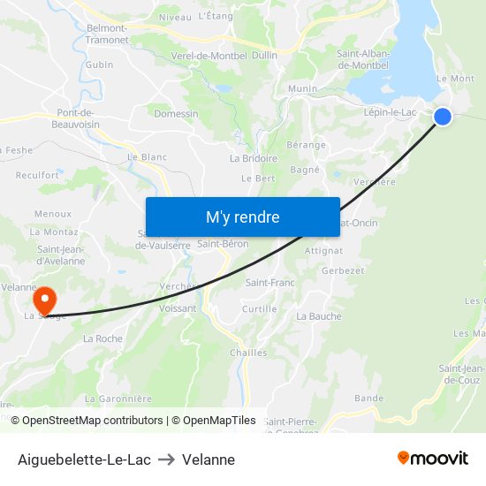 Aiguebelette-Le-Lac to Velanne map