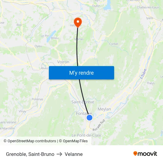 Grenoble, Saint-Bruno to Velanne map