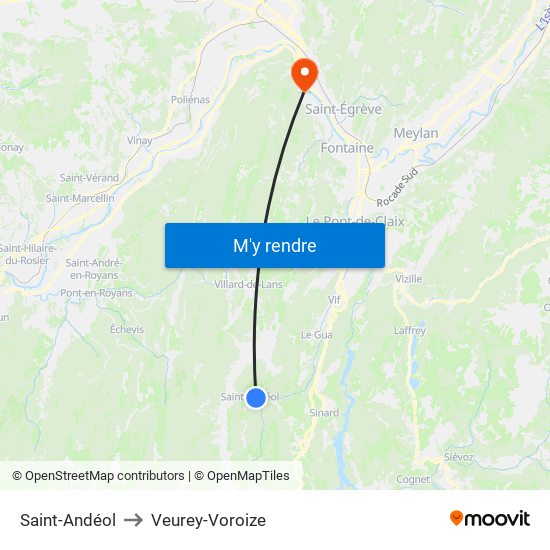 Saint-Andéol to Veurey-Voroize map