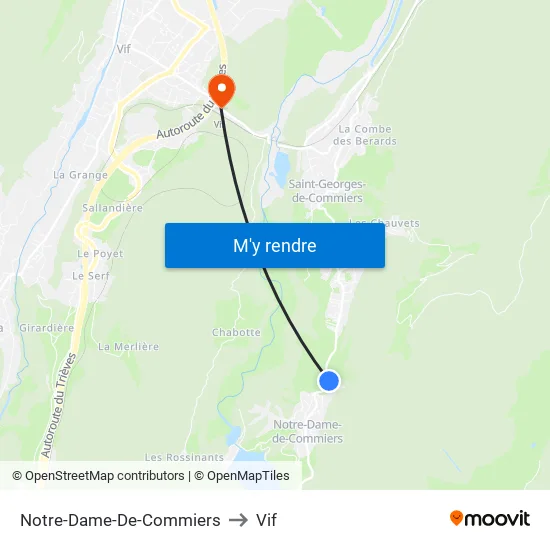 Notre-Dame-De-Commiers to Vif map