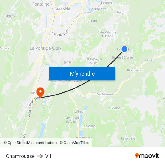 Chamrousse to Vif map