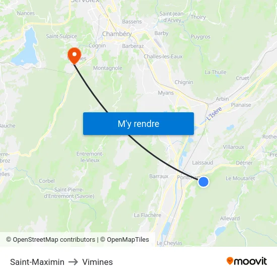 Saint-Maximin to Vimines map