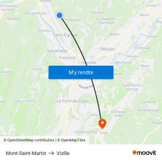 Mont-Saint-Martin to Vizille map