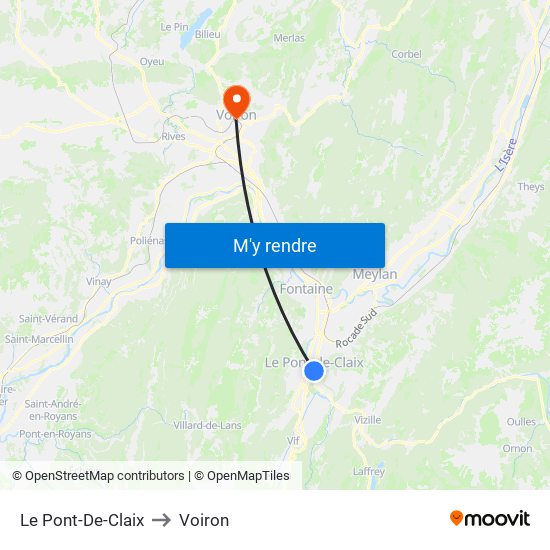 Le Pont-De-Claix to Voiron map
