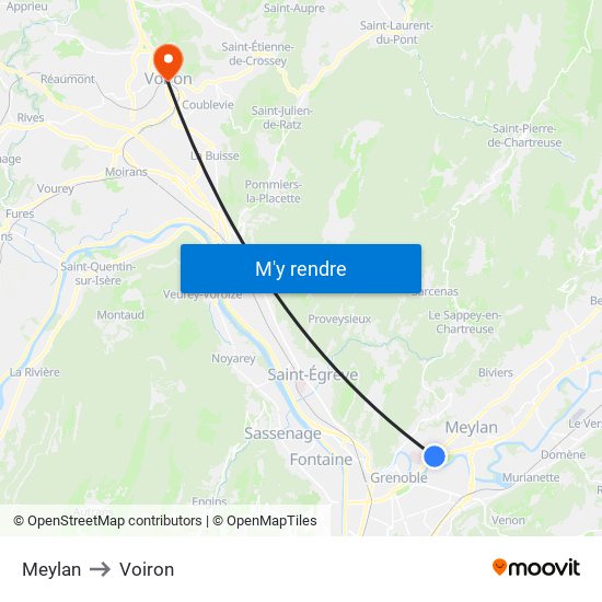 Meylan to Voiron map
