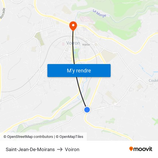 Saint-Jean-De-Moirans to Voiron map