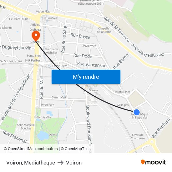 Voiron, Mediatheque to Voiron map