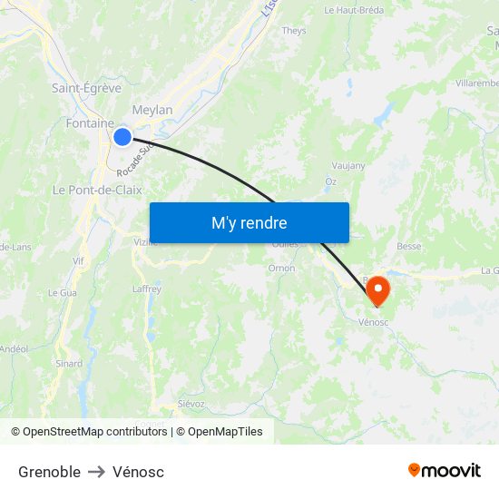 Grenoble to Vénosc map