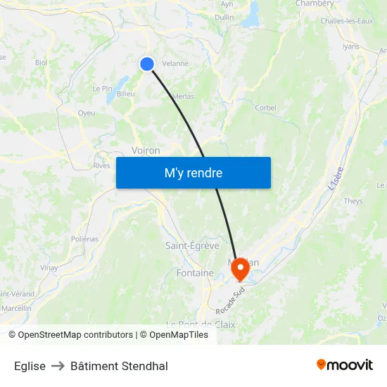 Eglise to Bâtiment Stendhal map
