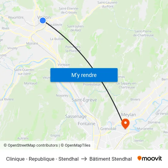 Clinique - Republique - Stendhal to Bâtiment Stendhal map