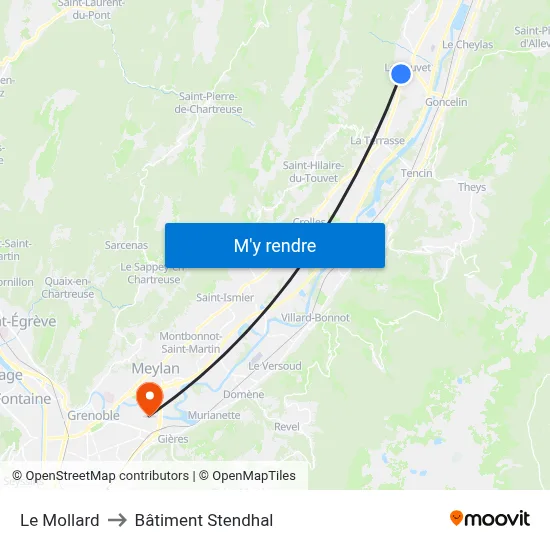 Le Mollard to Bâtiment Stendhal map