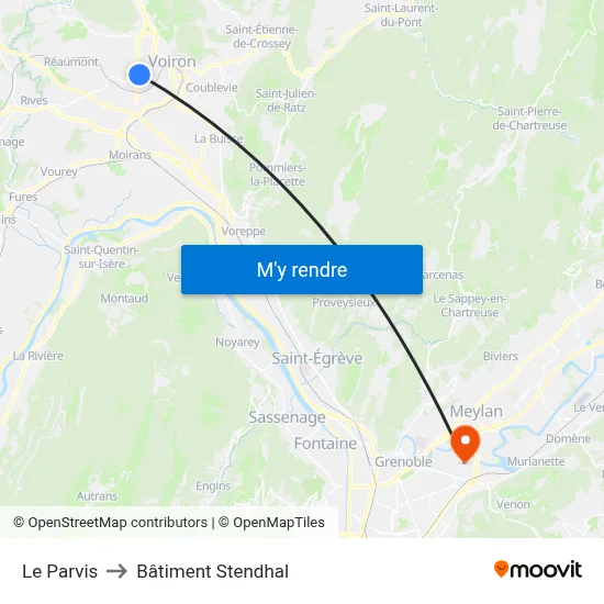Le Parvis to Bâtiment Stendhal map