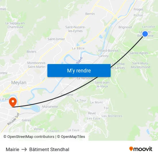 Mairie to Bâtiment Stendhal map