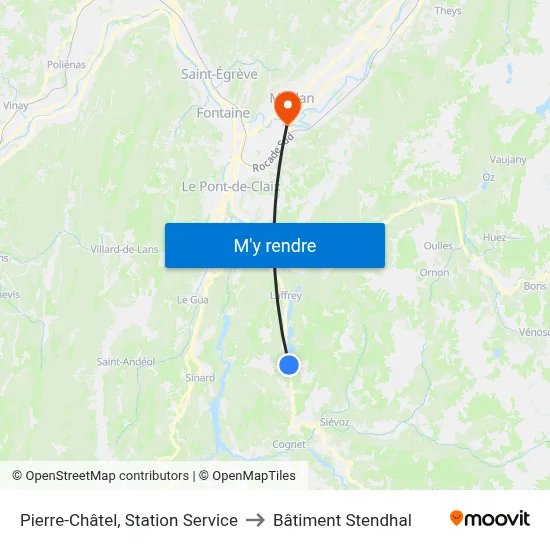 Pierre-Châtel, Station Service to Bâtiment Stendhal map