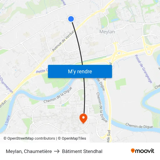 Meylan, Chaumetière to Bâtiment Stendhal map