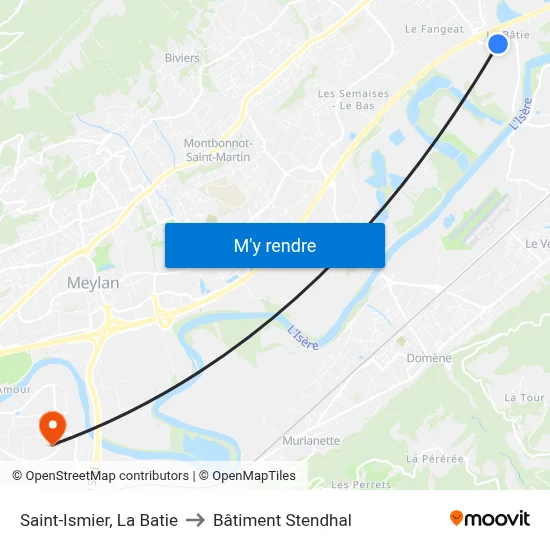 Saint-Ismier, La Batie to Bâtiment Stendhal map
