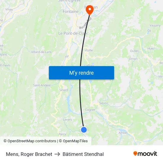 Mens, Roger Brachet to Bâtiment Stendhal map