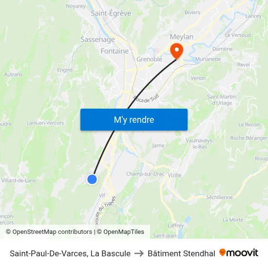 Saint-Paul-De-Varces, La Bascule to Bâtiment Stendhal map