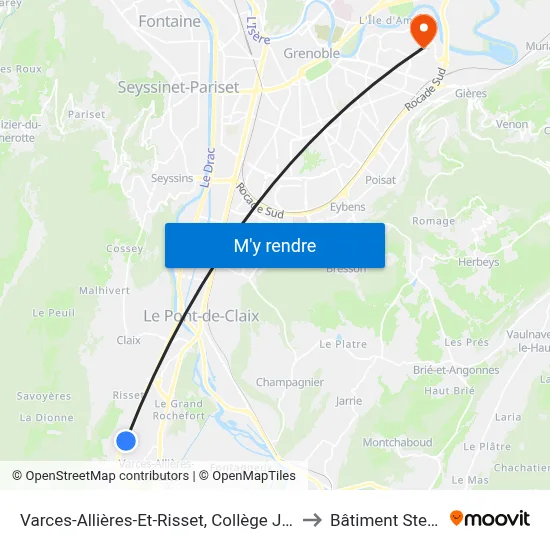 Varces-Allières-Et-Risset, Collège Jules Verne to Bâtiment Stendhal map