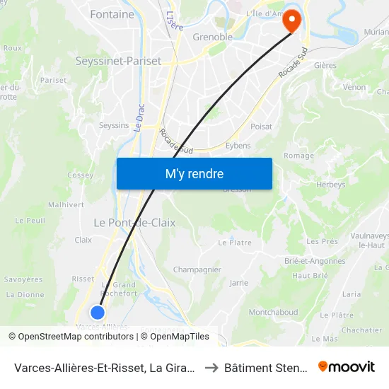 Varces-Allières-Et-Risset, La Giraudière to Bâtiment Stendhal map