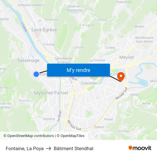 Fontaine, La Poya to Bâtiment Stendhal map