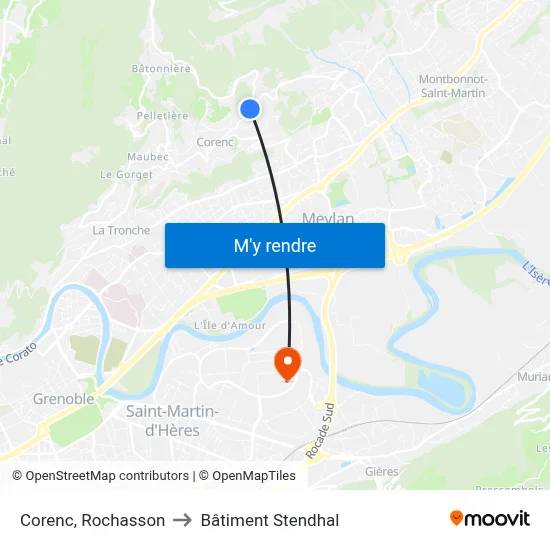 Corenc, Rochasson to Bâtiment Stendhal map