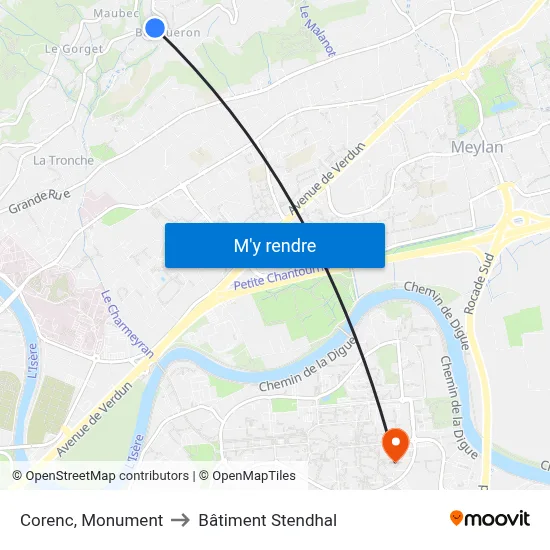 Corenc, Monument to Bâtiment Stendhal map