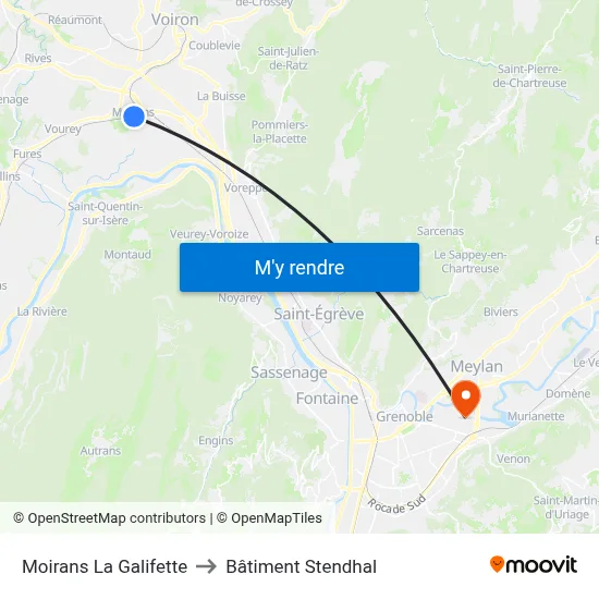 Moirans La Galifette to Bâtiment Stendhal map