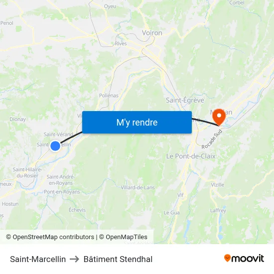 Saint-Marcellin to Bâtiment Stendhal map