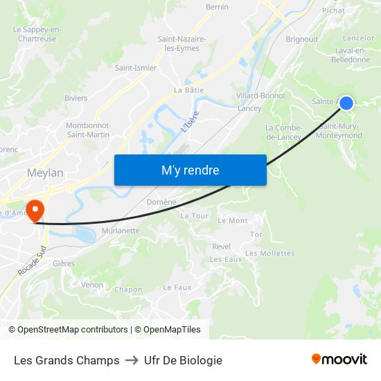 Les Grands Champs to Ufr De Biologie map