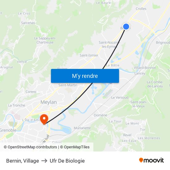 Bernin, Village to Ufr De Biologie map
