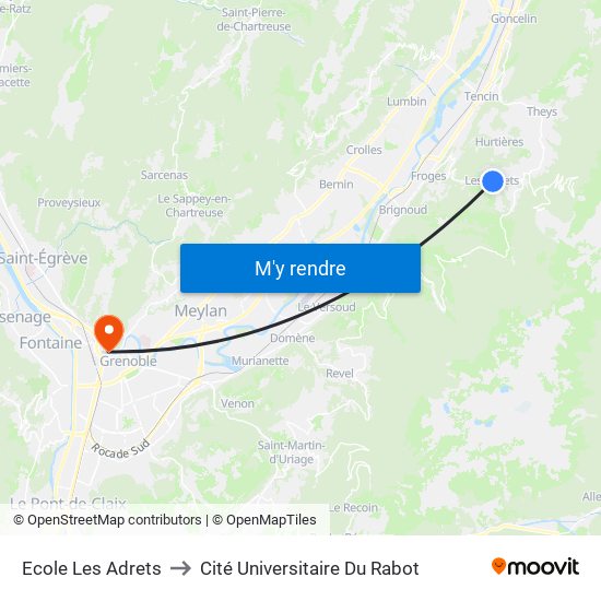 Ecole Les Adrets to Cité Universitaire Du Rabot map